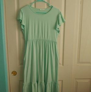 Reborn J Mint Ruffle Hem Dress